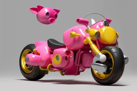 08373-3717507178-((masterpiece, best quality))，A cute pink pig-like motorbike flying in the air with a white background.png
